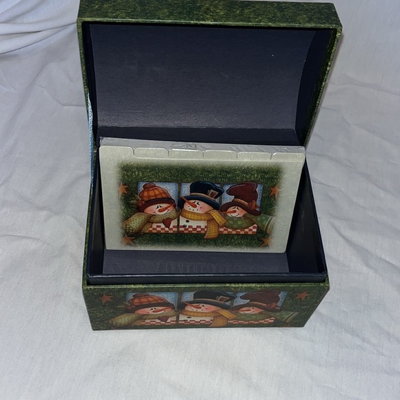 Snowman Recipe box with recipe cards - Picture 4 of 11